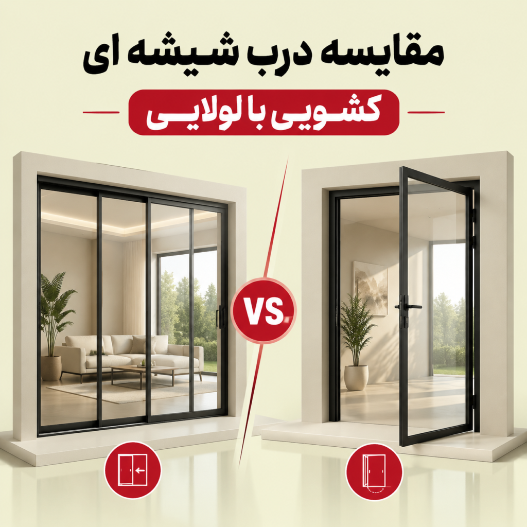 مقایسه درب شیشه ای کشویی با لولایی